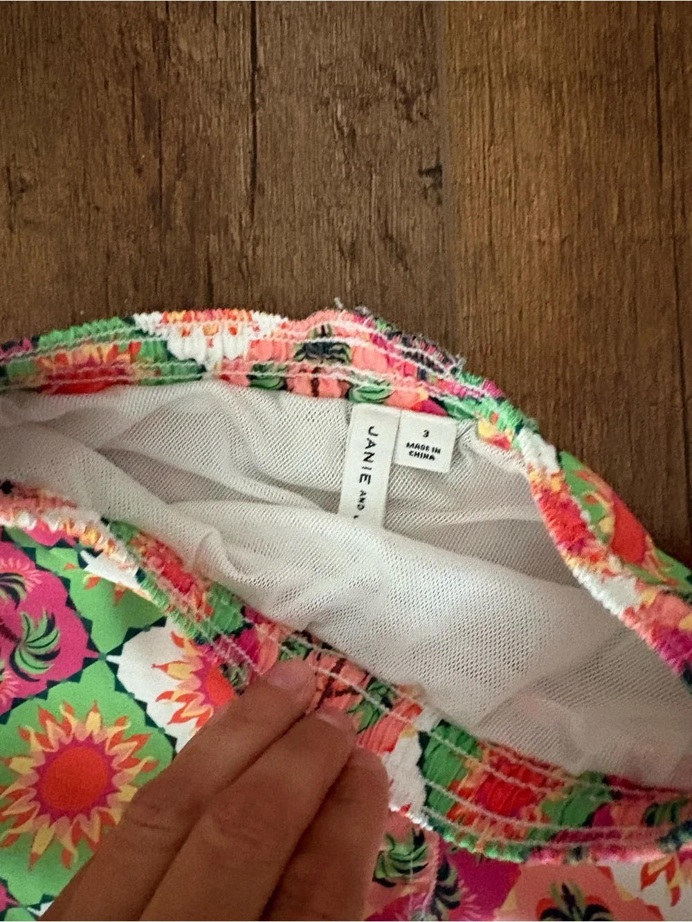 Janie and Jack Bright Floral Tile Swim Shorts in Pink, Green, Orange, White